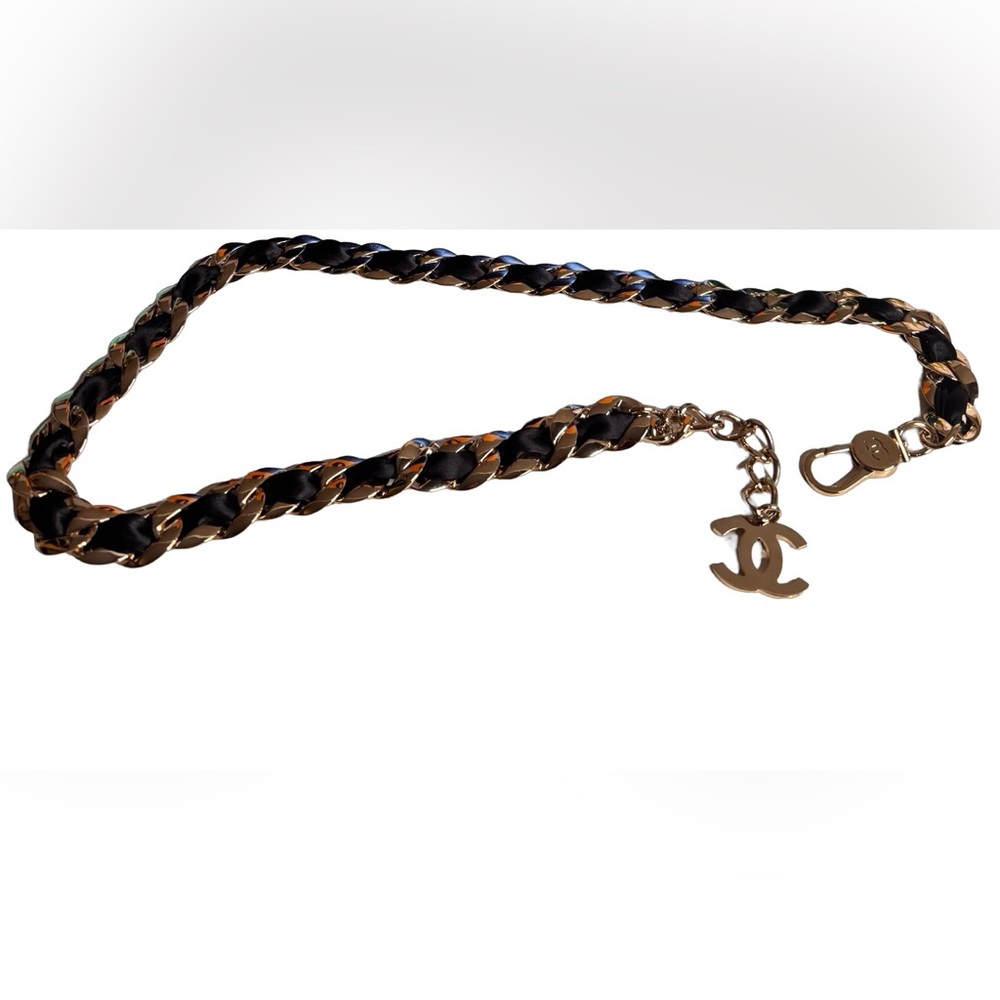 Chanel 2008 Black Satin Braid Woven Chain Link Belt/ Necklace EUC - Picture 7 of 9
